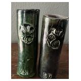 Pair Studio Pottery Bud Vases Spill Vessels Open