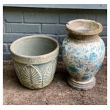 Pair Large Outdoor Planters ï¿½ Relief Pattern Pot