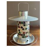 Decorative Mosaic Glass Bird Feeder ï¿½ Metal Frame