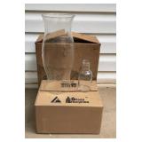 Two glass chimney covers12.5 in long.  12 8 ounce