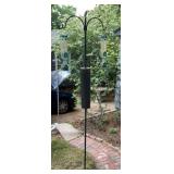 Tall black heavy duty bird feeder with two bird