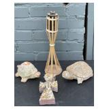 Stone turtles, Beistle bamboo tabletop torch,