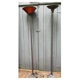 2 Metal torchiere floor lamps, 71 in, both turn
