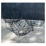 3 Vintage Hanging Wire Basket Planter w/ Chain