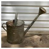 Vintage galvanized steel watering can. 18in tall