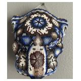 Signed Huichol Beaded Jaguar Mask Wall Sculpture
