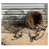 2 Black metal hanging flower pots. 17 x 17 in