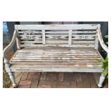 Vintage Painted Wood Garden Bench ï¿½ Distressed