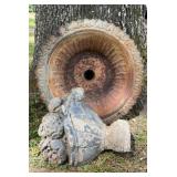 Metal bird bath no stand, 21in wide., Cement