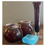 Vintage Art Glass Dï¿½cor Group ï¿½ Ruby Red Hanging