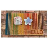 Outdoor hello rug 30x18. 2 Handpainted outdoor