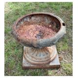 Vintage cast iron terrace garden urn. Broken. See