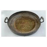 Antique pewter serving bowl with handles. 13in