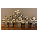 6 Handmade Haitian metal art crosses. Larger one