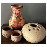 Folk Art Pottery Group ï¿½ Hand Painted Figural