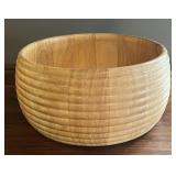 Mid-Century Turned Wood Ribbed Bowl ï¿½ 12.5w 6tall