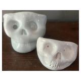 Studio Pottery Skull Planters Vase Ceramic