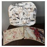 3 Piece Abstract Figural Studio Art Pottery Wall