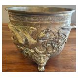 Chinese Brass Relief Phoenix Decorated Jardiniere