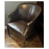 Vintage Style Leather Club Chair w/ Nailhead Trim