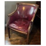 Burgundy Leather Accent Chair w/ Nailhead Trim &