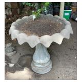 Concrete flower design bird bath.34in wide. 32in