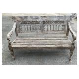Vintage hand carved wooden garden bench see all