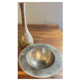 Vintage Brass Decor Tall Bud Vase Open Vessel