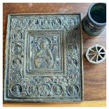 Antique Style Orthodox Icon Bronze Plaque 6x5