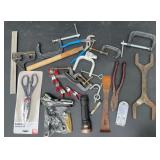 Scissors, C-Clamps, flashlight, pliers,