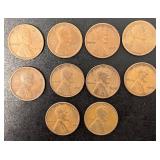 Lot of 10 Lincoln Wheat Pennies 1910-1928