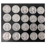 Lot of 20 Washington quarters 1930s-1960s