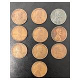 Lot of 10 Lincoln Wheat Pennies 1919-1943