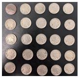 Lot of 25 Buffalo Nickels 1930s