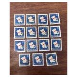 Lot of 15 used VTG Korean Christmas Stamps