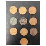 Lot of 10 Lincoln Wheat Pennies 1913-1936