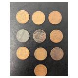 Lot of 10 Lincoln Wheat Pennies 1913-1936