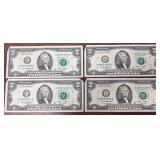 Lot of 4 2009 $2 bills