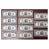 Lot of 11 1976 $2 bills