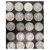 Lot of 50 Roosevelt Dimes 1940s-1960s