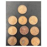 Lot of 10 Lincoln Wheat Pennies 1910-1928