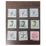 Lot of 9 VTG 20 cent flower stamps