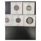 5 Coin Lot - 1943ï¿½44 Silver & 1963 Jefferson Nicke