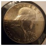 1960 Franklin 1/ $1 90% Silver  BU/UNC Toned Coin