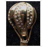 Gold-Tone Rhinestone Hot Air Balloon Brooch