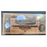 1864 CSA $10 Confederate Note T-68