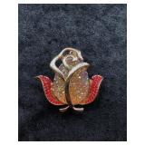Betsey Johnson Glitter Rose Charm Pendant
