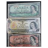 3 1954 & 1967 Canada $1 & $2 Notes Lot