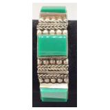 Chunky Vintage Mexico Bracelet Green Panels