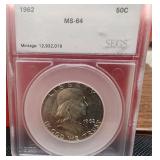 1962 Franklin Half Dollar MS-64 90% Silver Uncirc